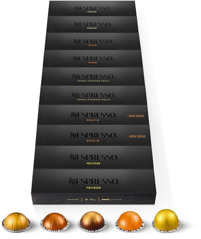 Nespresso Vertuo - Assortiment Torréfaction Légère - 100 Capsules Café | Compatible avec les machines Nespresso Vertuo - Sélection espresso et gran lungo pour une dégustation aromatique variée