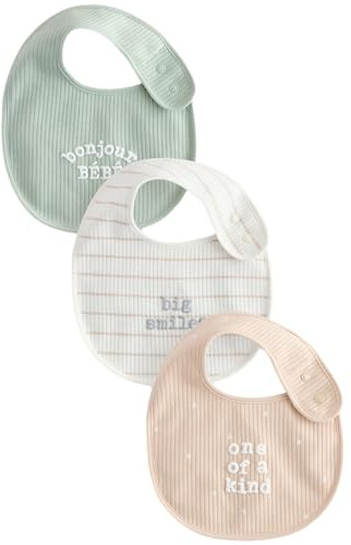 NEXT Unisex Bambino Confezione da 3 bavaglini per neonati Neutral Brown/Mint Green Slogan one size