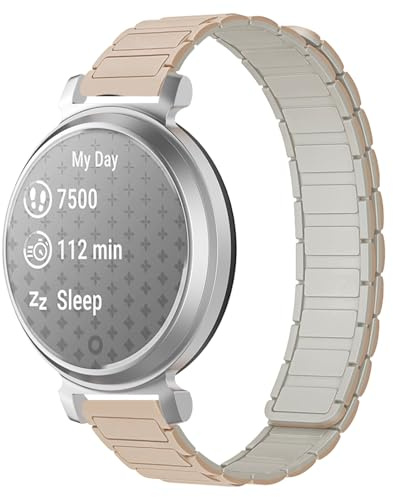 RosMank Silikon Armband kompatibel mit Garmin Lily 2, Magnetischer Ersatzarmband für Garmin Lily 2 Active, Milchtee