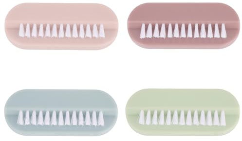 BOXOB 4pcs Nail Brushes, Two Sided Cleaning Fingernail Scrub Brushes Portable Easy to Hold Soft Stiff Bristles Nail Cleaning Scrubbers for Men Women Kids