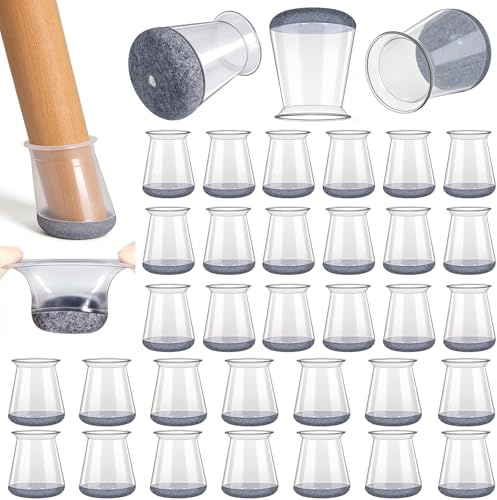 TEBOKHAD 32 Pezzi Gommini per Sedie Rotondi, Silicone Tappini per Gambe Sedia, Coprigambe per Sedie, Protezioni per Gambe Di Sedie Mobili per Pavimenti in Legno