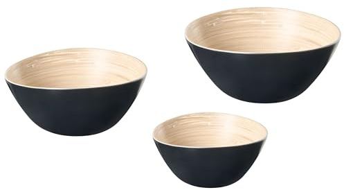 Conjunto de 3 Cuencos Decorativos de bambú Hechos a Mano Varios tamaños Negro Bonheur