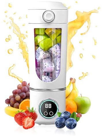 700ml Personal Blender with 12 Blades & To-Go Lid, 12+ Blends Per Charge | Portable Cordless Smoothie Maker, USB-C Rechargeable Mini Juicer Cup for Travel, Gym, 4 Speed Settings, 1500mAh Battery