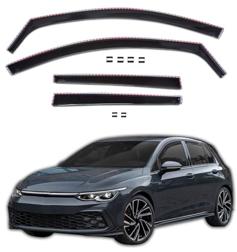 J&J AUTOMOTIVE GP Windabweiser passend für Volkswagen Golf 8 ab 2020 4tlg, Vorne und Hinten Regenabweiser Passform Getönt Schwarz