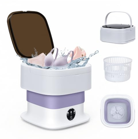 Lavatrice portatile per vestiti, 16 l, pieghevole, mini lavanderia con cestello girevole, 3 modalità di pulizia per bambini piccoli, biancheria intima, calzini, ideale per casa, viaggi, dormitori