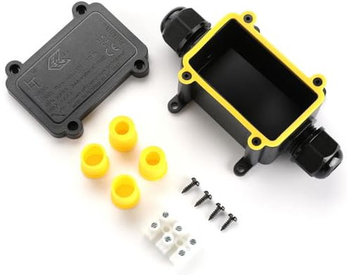 Lumonic 2-Wege Abzweigdose wasserdicht IP68 | schnelle, sichere Kabelverteilung | für Kabel 0,5-2,5mm² | UV-Beständig, -40°C bis+ 105°C | Verteilerdose für Outdoor, Garten, Erdkabel
