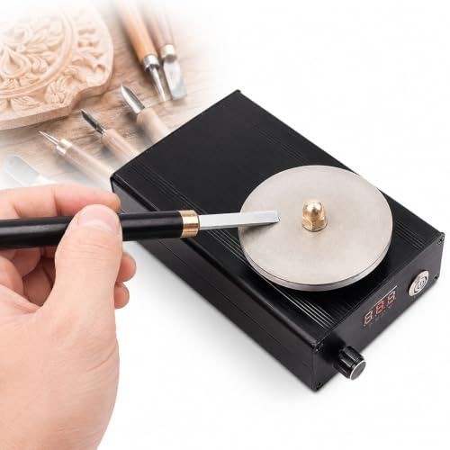 Affûteuse pour couteaux de gravure, affûteur d'outils de sculpture 0-3000 tr/min avec 3 disques de meulage, alimentation électrique/rechargeable, meuleuse-polisseuse pour graveurs, artisanat, outils
