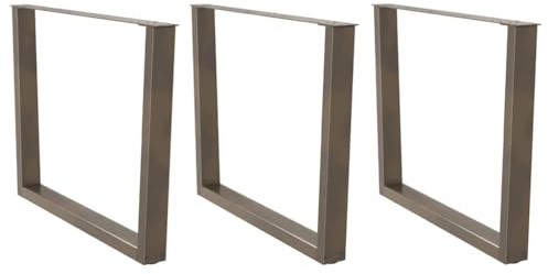 Frdhee Lot de 3 pieds de table en forme de V en acier naturel 100 x (72-73,3) cm - Cadre de table pour table à manger, bureau d'ordinateur