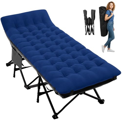 Palawano Lit de Camp Pliable 1 Personne avec Matelas Amovible | 190 × 70 × 49cm, Cadre en Acier Supportant Jusqu’à 150kg, Oxford 600D Double Couche, Dépliage en 10s et Sac Inclus