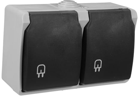 NUOBESTY Presa a Muro Europea a 2 Vie con Coperchio Protettivo Ip44, Base Doppia Connessione da Incasso per Uso Interno ed Esterno, Materiale Plastico Resistente Agli Urti, Installazione