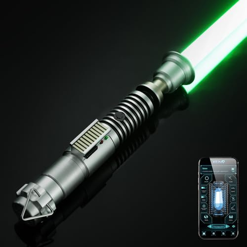 AthlChamp Upgraded APP Control Heavy Dueling Saber for Adults, with Saber Stand, Heavy Metal Hilt & Thick Blade, 16 Sound Effects & Infinite Colour Change (RGB-059)