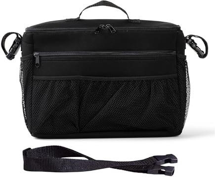 J.L. Childress Cool 'N Cargo Stroller & Wagon Cooler - Insulated Stroller Organizer Bag with Cup & Bottle Holder, Travel Accessory for Parents, Universal Fit, Large Capacity Storage Attachment - Black