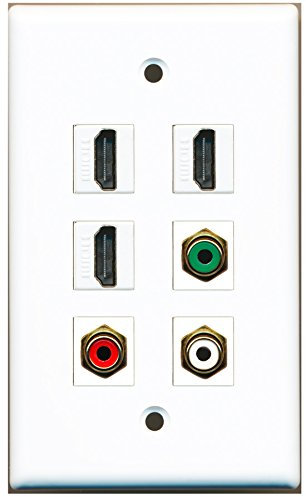 RiteAV – 3 HDMI 1 puerto RCA rojo 1 Puerto RCA blanco 1 Puerto RCA verde placa de pared