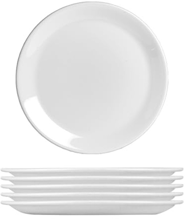 Steelite Taste Coupe Plate 23cm White Alumina Vitrified Porcelain Dinner Plates – Durable Stackable Restaurant Crockery – Microwave Dishwasher Safe Catering Plate Pack of 6