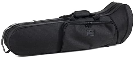 GEWA Estuche para trombón tenor/Estuche compacto - carcasa interior de fibras de lino - acolchado de espuma - funda exterior cosida - bolsillo para accesorios - Correa de mochila/hombro - Negro