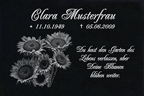 LaserArt24 Granit Grabstein, Grabplatte oder Grabschmuck mit dem Motiv Grabstein-ag30 und Ihrem Text/Daten