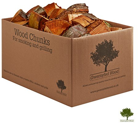 Cherry Wood Chunks for Smoking Food (8 flavours available) - Large 7-9KG / 25 Litre Box -Kiln Dried Wood -Chunks for Smoking Food on BBQ’s/Barbeques. (Cherry)