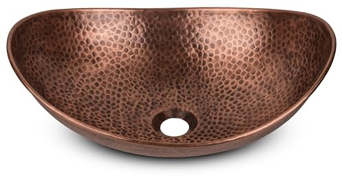 Monarch Abode Bathroom Sink – 19-Inch Harbor Vessel Bathrooms Countertop Sink, Bathroom Vessel Sinks, Above Counter Hand Hammered Pure Copper Bath Sinks for Restroom Vanity or Powder Room