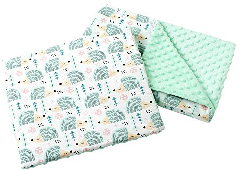 Medi Partners Coperta per bambini con cuscino 100% cotone Coperta per gattonare Minky 55x75 + 35x30cm multifunzionale per passeggino culla
