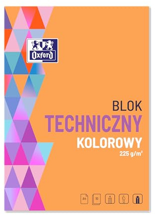 Oxford Zeichenkarton A4 Bunt (20 Stück) - Großpackung mit 20 Blöcken à 10 Blatt, 225 g/m² extra starkes Bastelpapier, durchgefärbt (keine weißen Ränder), Technischer Block farbig sortiert