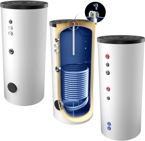 Neue Generation 500 Liter Warmwasserspeicher, mit 1 elliptischen Wärmetauscher, inkl. Versand