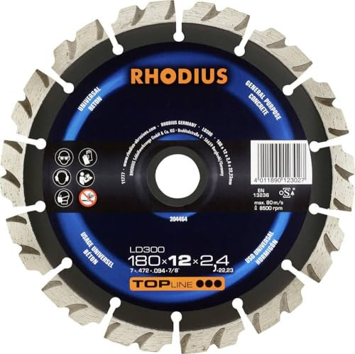 RHODIUS LD300 Disque à tronçonner diamant 180 x 12,0 x 2,4 x 22,23 mm