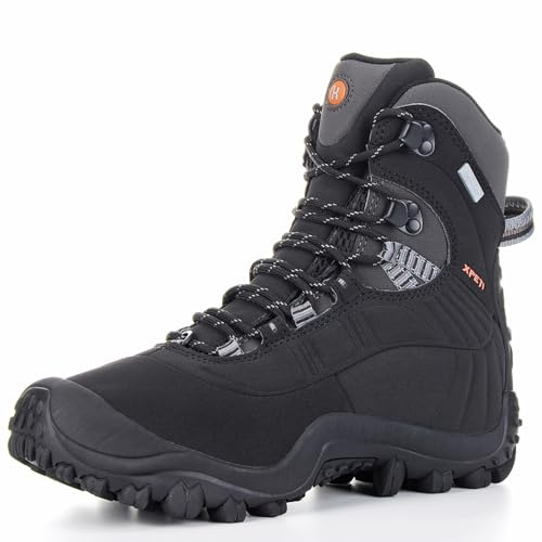 XPETI Men's Thermator Mid-Rise Waterproof Hiking Boot Insulated Non-Slip Black 8.5