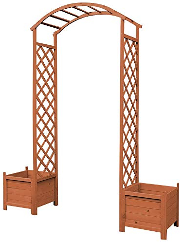 Melko Rosenbogen 179 x 206CM aus Holz Gartenbogen inkl. 2 Blumenkübel Rankhilfe Halbbogen