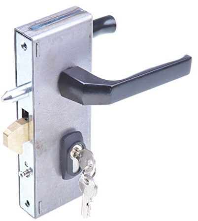 Aqbau Kit de serrure à crochet avec boîtier de serrure 72/40 pour porte coulissante, serrure à mortaise, porte coulissante, serrure à crochet, serrure à crochet, porte de jardin, porte d'entrée, en