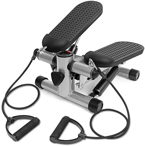 ZXLLAFT Fitness Stepper, tragbare Treppe Stepper & Taille Fitness Twister Step Maschine mit LCD-Monitor, optionaler Kordelzug,with Rope