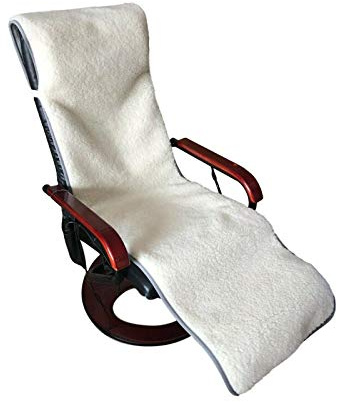 Alpenwolle Sesselschoner Relaxsessel doppelt Extrabreit grau/weiß 60x200cm 100% Merinowolle