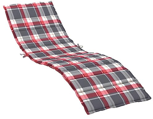 vidaXL Sonnenliege Auflage, Liegenauflage Outdoor, Polster Auflage für Gartenliege Liegestuhl, Polsterauflage, Rot Karomuster 200x60x3cm Oxford-Gewebe