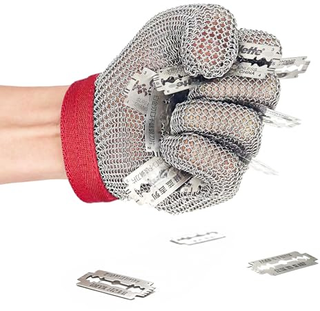 Cut Resistant Gloves Stainless Steel Chainmail Mesh Butcher Glove, Reusable Safety Cut Protection Gloves for Kitchen Chef Meat Cutting, Shucking Fish (L)