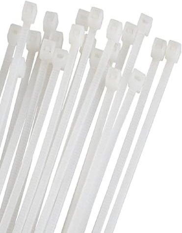 OSXCAUES 20 Pièces collier de serrage plastique serre-câbles professionnels en plastique - 300 mm x 7,2 mm - Blanc - Résistant aux UV - Résistance à la traction pour la gestion des câbles