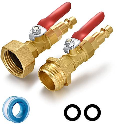 YELUN Adaptador de soplado de invierno RV con enchufe de conexión rápida de 1/4 pulgadas y rosca de manguera de agua de jardín de 3/4 pulgadas para barco, caravana, remolque, sistemas de aspersores,