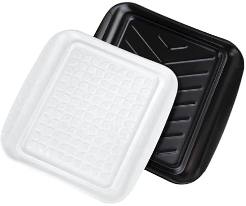 Tovolo Square Grill Prep Tray BBQ Serving Trays for Outdoor Grilling Burgers Veggies Steak, Food Grade Dishwasher Safe Non Slip Nesting Black White 10.5 in Grill Trays for Bringing in and Out Meat
