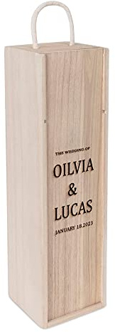 Personalized Passion Wooden Wine Boxes for Gifts - Custom Liquor Holder with Name or Any Other Text - Stylish Wooden Wine Gift Box for Wedding, Anniversary, Birthday, Housewarming and More
