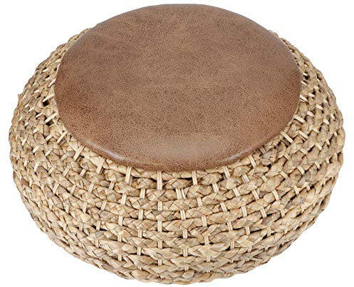 ZHDOKA Japanisches Sitzkissen, Rattan-Tatami-Kissen, Rundes Bodenkissen, Stuhlpolster, Yoga-Sitzkissen, Matte, Teezeremonie, Meditationspolster für Outdoor, Garten, Esszimmer, Heimdekoration (40 cm X