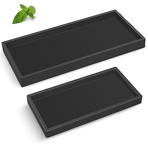 Bathroom Counter Tray,Silicone Vanity Tray for Soap Dispenser, Small+Large