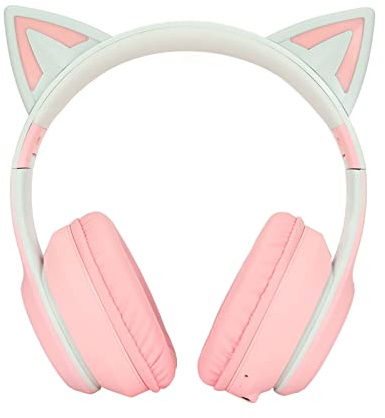 Casque de Jeu Bluetooth Cat Ear Casque Pliable sans Fil avec Lumière LED (Rose)
