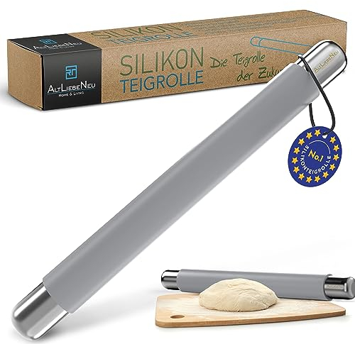 ALTLIEBENEU® Teigroller-Praktisch und Hygienisch Silikon und Edelstahl, Nudelholz ohne Griffe - Antihaftwirkung, Leicht zu Reinigen - Vielseitig für Fondant und Teig - Qualität & Langlebigkeit