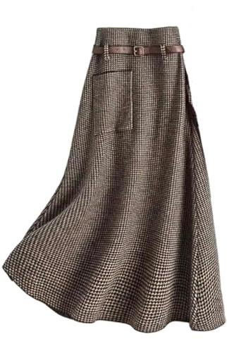 Gonna Midi Donna Gonna in Finta Legno Autunno E Inverno Femminile Gonna in Piena Gonna A Maglia-caffè ﻿