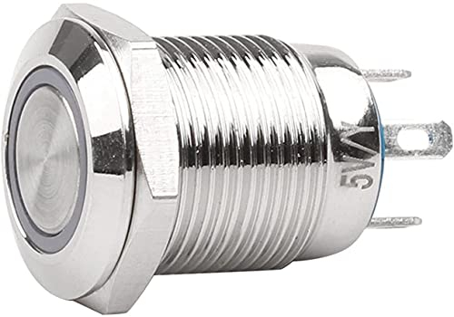 Ersatzteile 12 mm wasserdichter oxidierter schwarzer Metallknopfschalter mit LED-Lampe Momentaner PC-Netzschalter 3 V 5 V 6 V 12 V 24 V 220 V