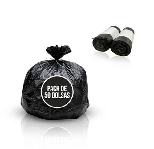 Bolsa basura 30l medidas 50x60cm | Pack 2 rollos de 25 unds. cada | 50 bolsas de basura 30l | Sacos de basura color negro