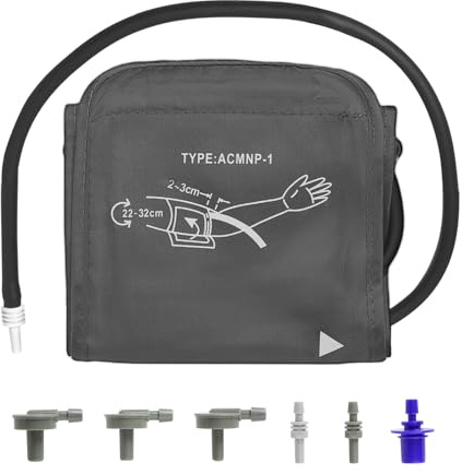 Brassard Tensiometre 22-32cm, Brassard de Tensiomètre électrique Tensiomètre Brassard de Remplacement Brassard pour Adultes aux Gros Bras Avec 6 Connecteurs Gris