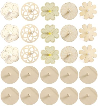 QLEUIFT 25 PCS DIY Holzkreisel, Spielzeugkreisel aus Holz, Mitgebsel Kindergeburtstag, Gastgeschenke, Geschenk Geburtstag