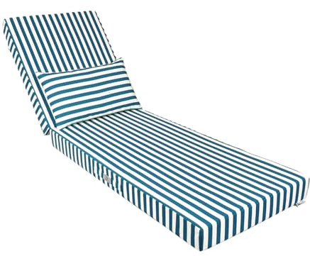 deco arts Coussin Bain de Soleil - 190x60x10 cm - Matelas pour transat avec Coussin - Déhoussable, déperlant, Anti-UV, très Confortable - 190x60x10 cm - Rayures Vertes