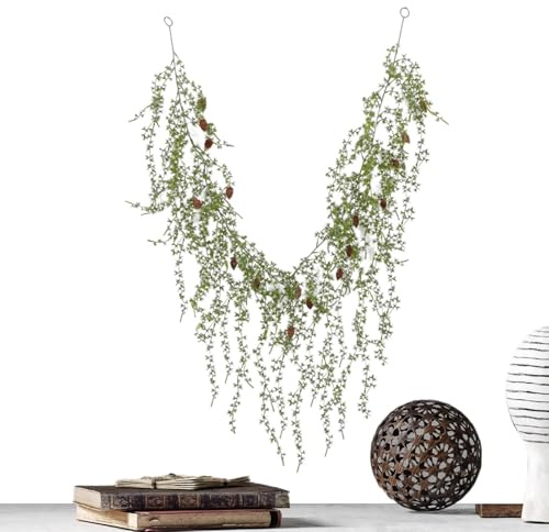 Vignes de lierre artificielles suspendues - Magnifique guirlande de lierre avec feuilles vertes - Pour sapin de Noël, cheminée, rampe d'escalier, porte