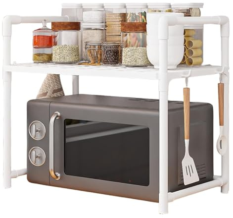 Generico Sopra Il Ripiano Per Microonde, Scaffale Da Forno A Microonde Portaspezie E Microonde, Mensola Microonde Salvaspazio, Supporto Per Microonde Da Appoggio, Con Ganci Per Cucina