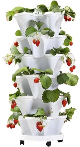 Genérico Maceta Apilable Jardineras Apilables de Jardín Vertical Maceta Plástica de La Plantación de La Verdura de La Fruta de La Fresa 6pcs para El Exterior y El Interior,F
